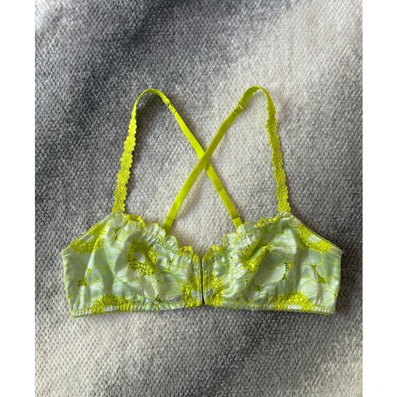 Savage X Fenty Perfect Poppies Lace Green Cross Back Unpadded Bralette XL - Picture 1 of 10
